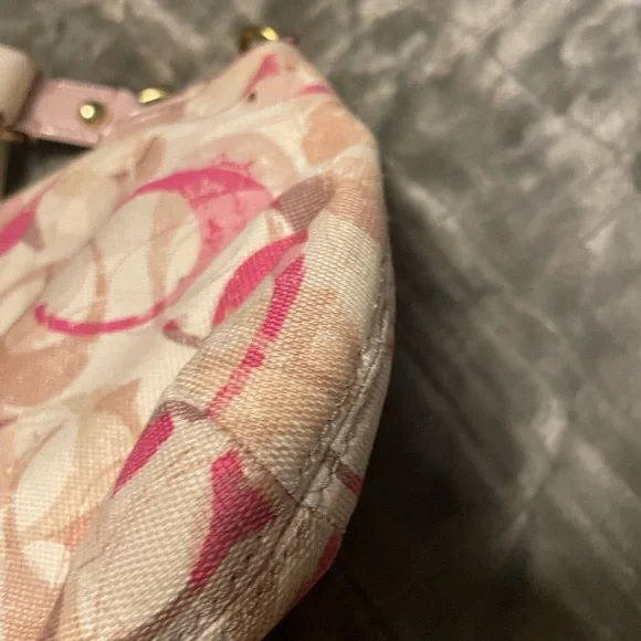 Coach Pink and Tan Canvas Crossbody with Gold-Tone Clasp - Picture 5 of 13